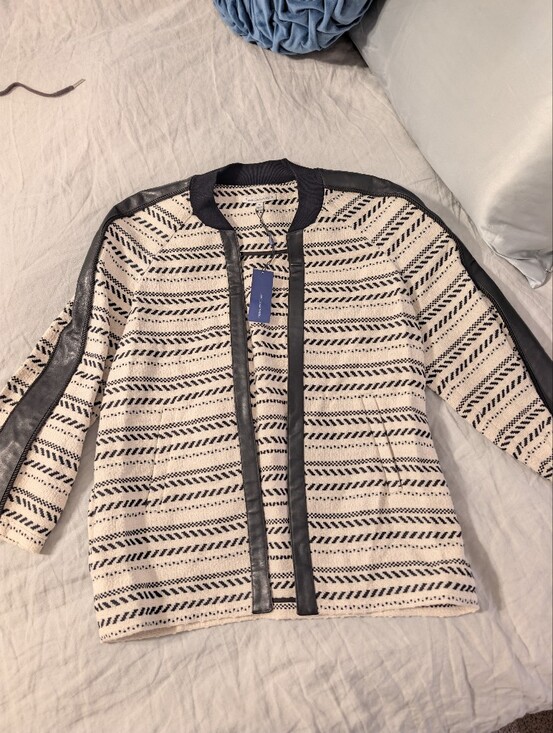 Rebecca Minkoff Jackets & Blazers - NWT Rebecca Minkoff Bridget Jacket Leather Trim Knit Tweed Size M